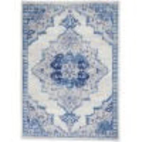 Palacedesigns 4 x 6 ft. Ivory & Blue Medallion Area Rug PA3657721 - main
